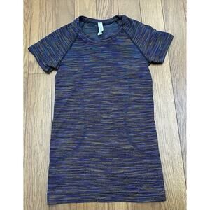 Lululemon Swiftly Tech 2.0 Love Black Rainbow Short Sleeve Shirt Sz 4 RARE